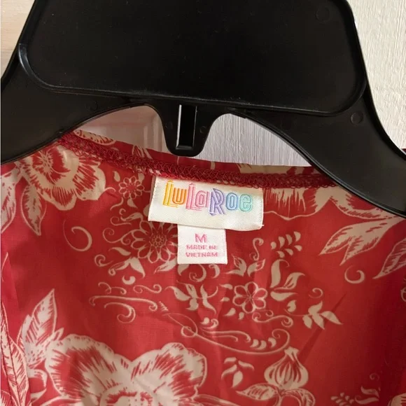 LuLaRoe Red and Cream Floral Boho Maxi Vest, Size M - Picture 2 of 5